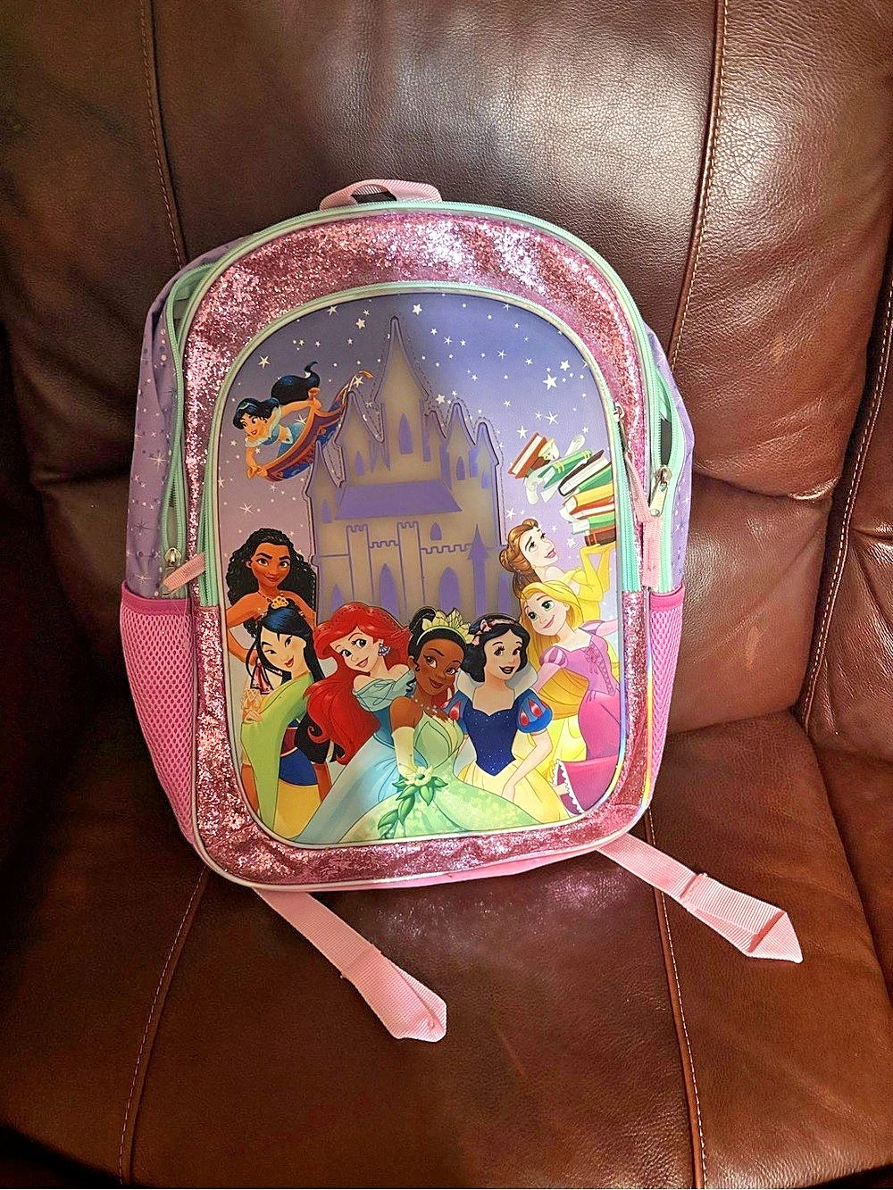 Disney Princess Glitter Castle Backpack Pink & Purple